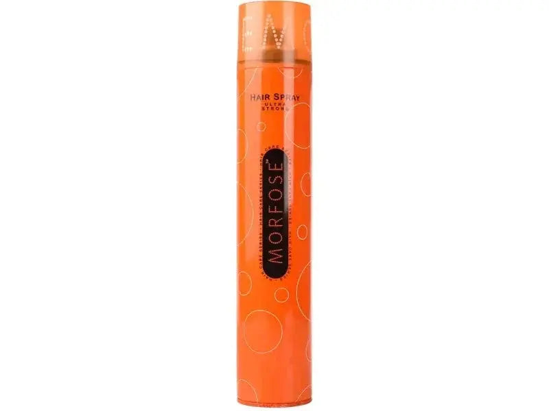 Morfose Ultra Strong Haarspray 400ml in orange canister with strong hold formula.