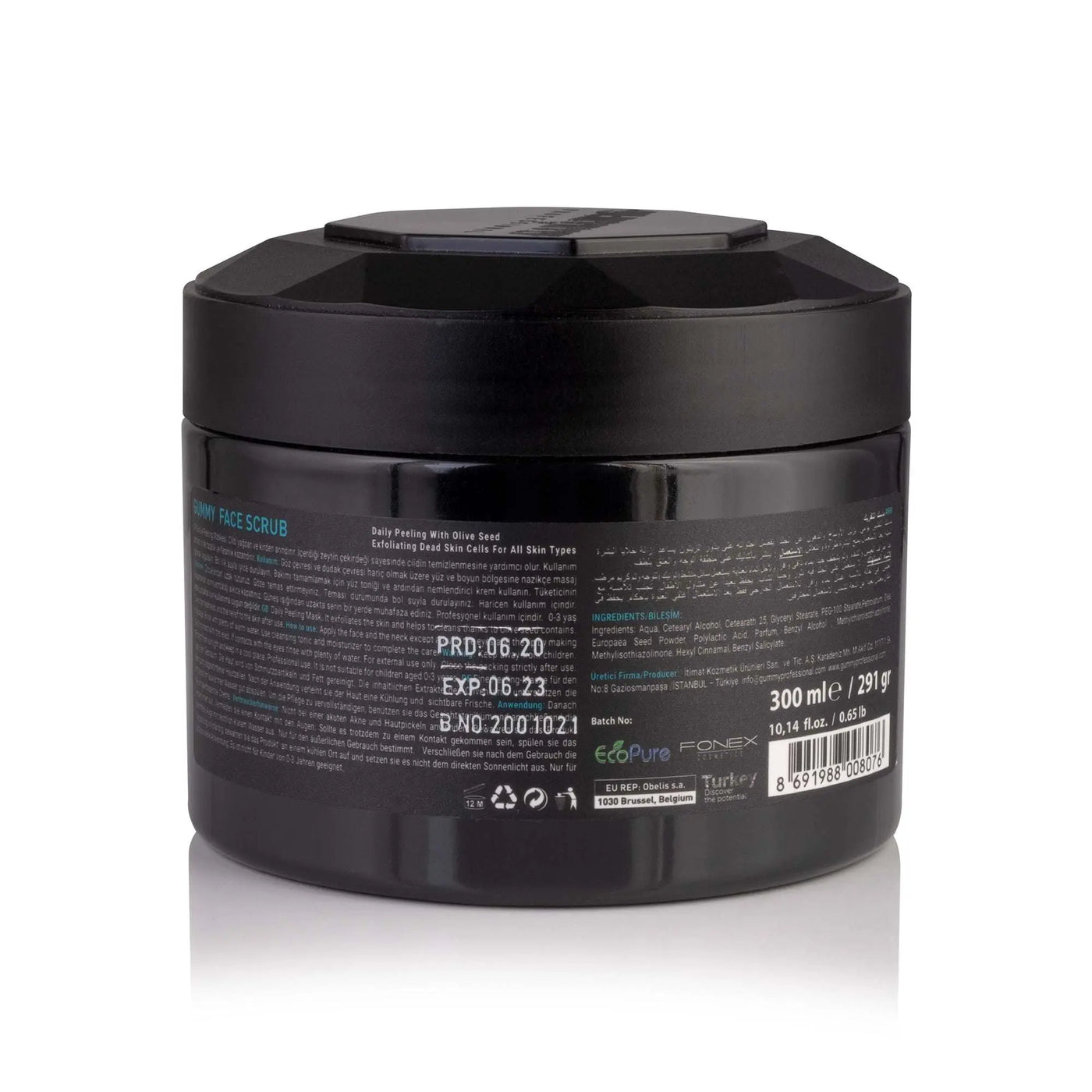 GUMMY SCRUB MASKE OLIVENSAMEN 300 MLWIE BENUTZT MAN:
Tragen Sie das Gesicht und den Hals außer um die Augen und die Lippe auf, indem Sie die Massage machen. Mit viel warmem Wasser abspülen. Verwenden SgummyOnKozmetikGUMMY SCRUB MASKE