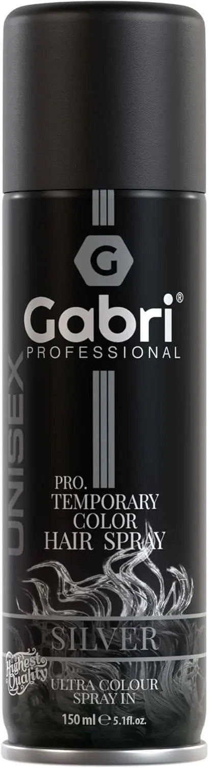 Gabri Color Hair Spray 150ml, temporary hair color spray, silver, easy application, washes out easily.