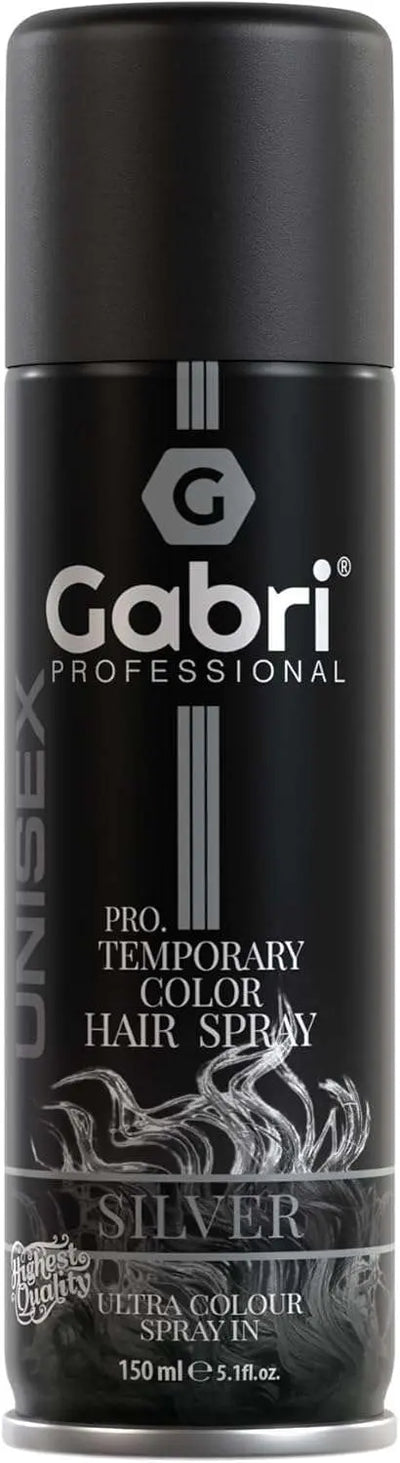 Gabri Color Hair Spray 150ml, temporary hair color spray, silver, easy application, washes out easily.