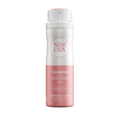 NishLady Deo Spray 200ml bottle with elegant design offering long-lasting freshness and protection.