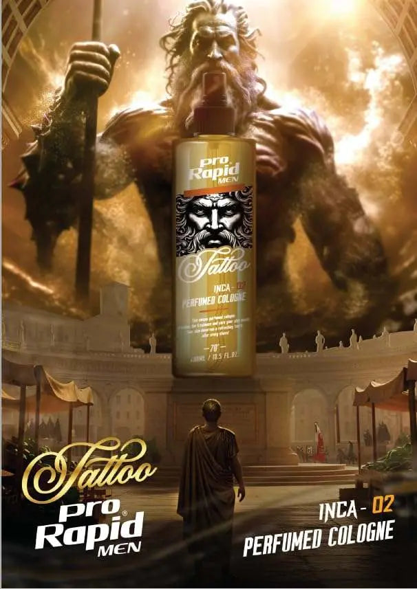 Pro Rapid Tattoo Series Inca – 02 After Shave Perfumed Cologne – 400 mDie 02 After Shave Perfumed Cologne aus der Pro Rapid Tattoo Series Inca bietet eine ideale Kombination aus klassischem Rasierwasser und pflegender Frische. Der maskHair careProrapidOnKozmetikPro Rapid Tattoo Series