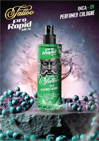 Pro Rapid Tattoo Series Inca – 01 After Shave Perfumed Cologne – 400 mDie 01 After Shave Perfumed Cologne aus der Pro Rapid Tattoo Series Inca bietet eine ideale Kombination aus klassischem Rasierwasser und pflegender Frische. Der maskHair careProrapidOnKozmetikPro Rapid Tattoo Series Inca