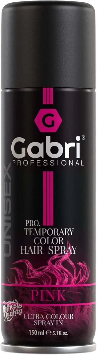 Gabri Color Hair Spray 150ml in pink, temporary vibrant hair color, easy application.