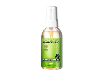 Morfose Barcelino Hair Care Oil - 150 ml bottle with botanical hair oil mix label, moisturizing for all hair types.