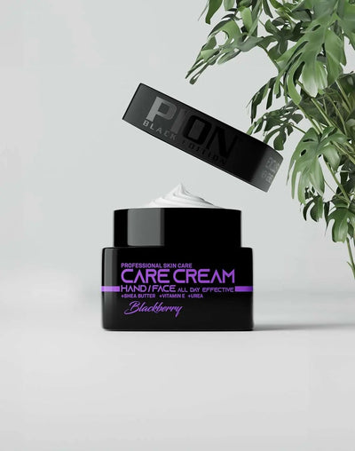 Black Edition Hand & Face Cream 240 ml in stylish black container with plant background.