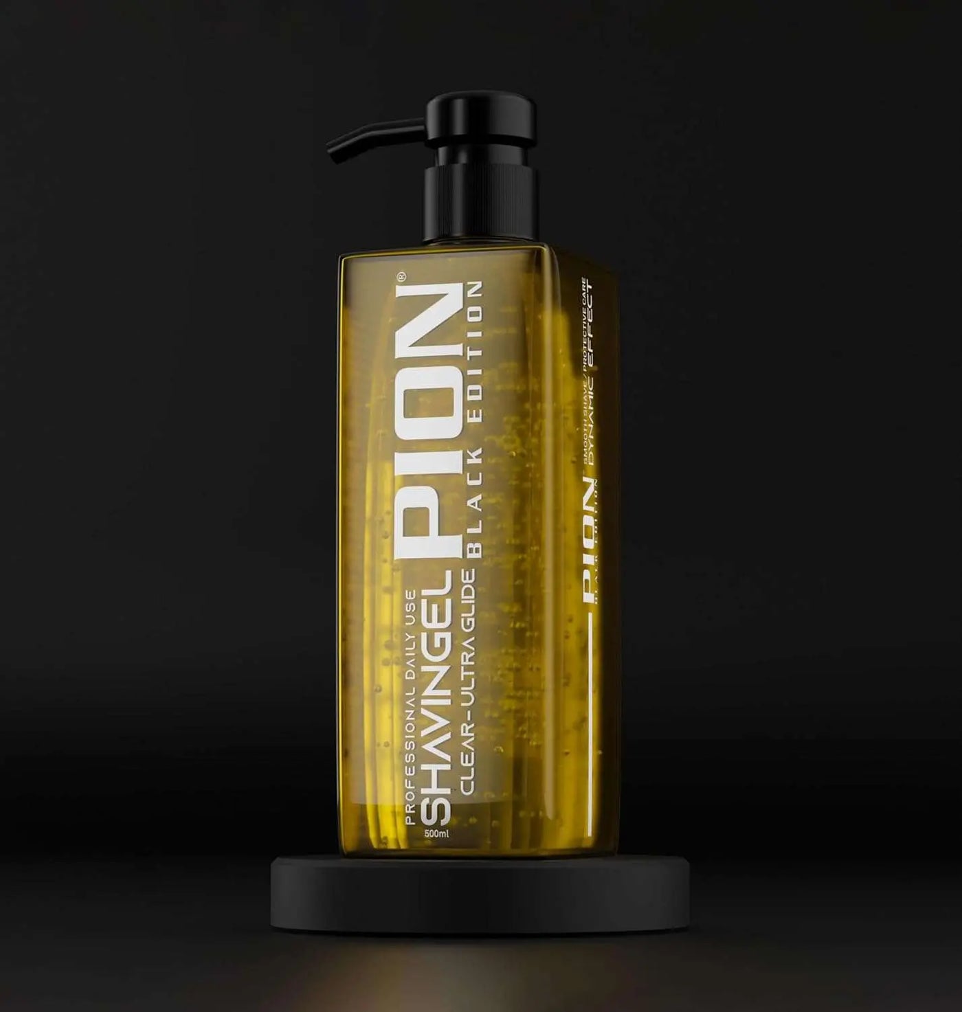 Shaving Gel Black Edition 500 ml bottle on black background.
