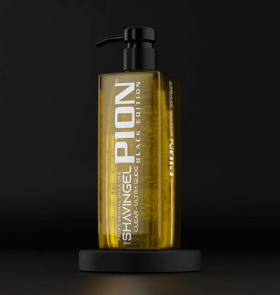 Shaving Gel Black Edition 500 ml bottle on black background.