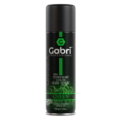 Gabri Color Hair Spray 150ml green bottle for temporary hair color change.
