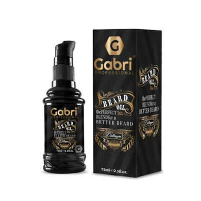 Gabri Collagen Beard Oil 75ml bottle and packaging.