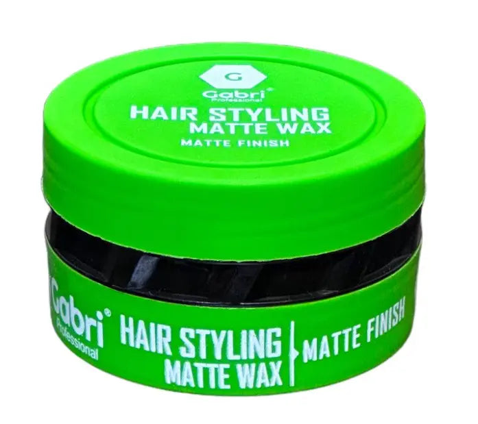 Gabri Aqua Styling Wax 150ml, strong hold, shiny finish, water-based formula, green container.