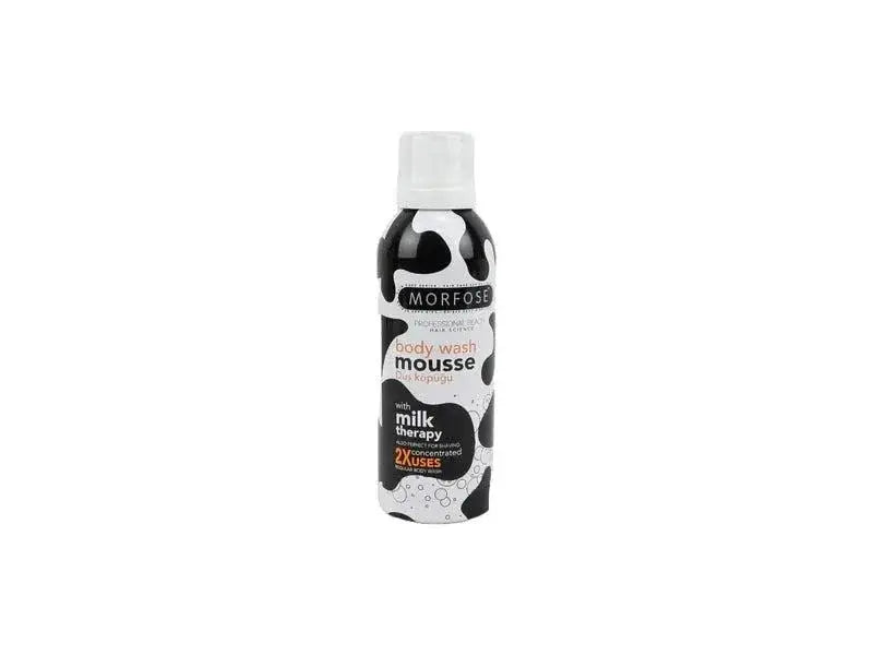 Morfose Milk Therapy Duschgel Mousse 200ml, luxurious creamy texture, enriched with milk proteins for soft, fresh skin.
