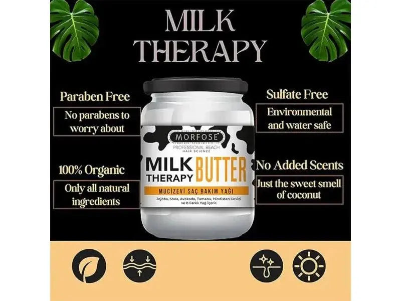 Morfose Milk Therapy Butter Haarpflegeöl 200ml for nourishing dry, damaged hair with milk proteins and oils.