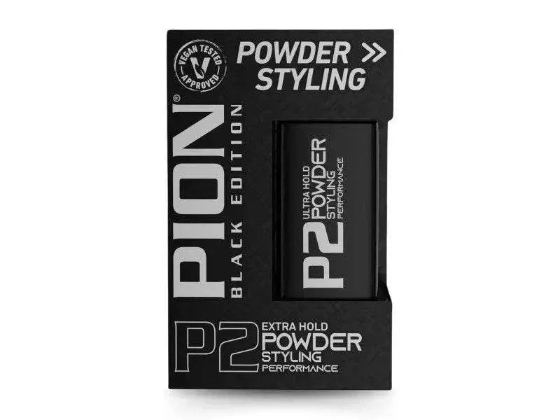 Pion Black Edition Hair Styling Powder 20g in black packaging for volume and matte finish.
