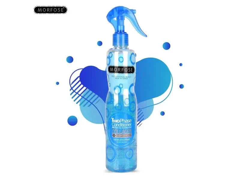 Morfose 2 Phase Conditioner Spray 400ml bottle with blue design and branding.