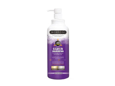 Morfose "No Yellow" Silver Shampoo for blonde and gray hair, 1000ml bottle.