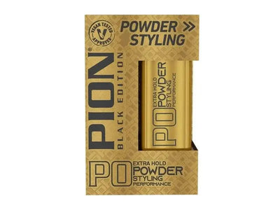 Pion Black Edition Hair Styling Powder packaging with extra hold and powder styling performance, 20g.