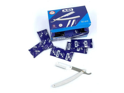 Asi Einweg Rasiermesser mit 50 Rasierklingen: Präzise, hygienisch, professionell, mit Kopf