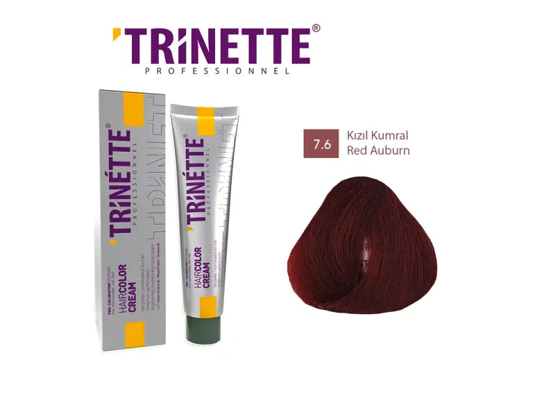TRINETTE Professionelle Haarfarbcreme 7.6 Rot Aubergine 100ml für intensive Farbe