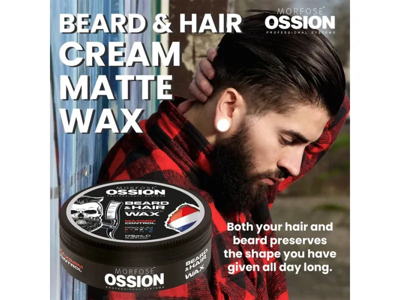 Ossion Bart- & Haarcreme Mattes Wachs: Maximaler Halt, 175ml für perfektes Styling